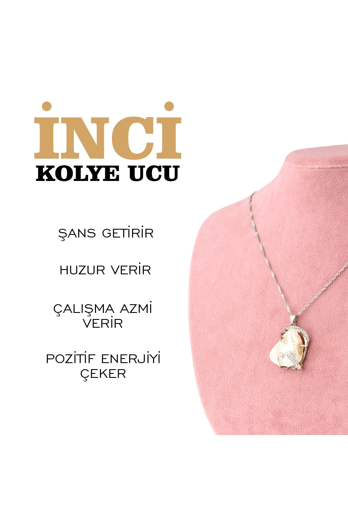 Sertifikalı Inci Kolye Ucu Gümüş Zincirle M446