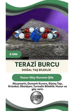 Terazi Burcu Doğal Taş 8mm Yonca Bileklik