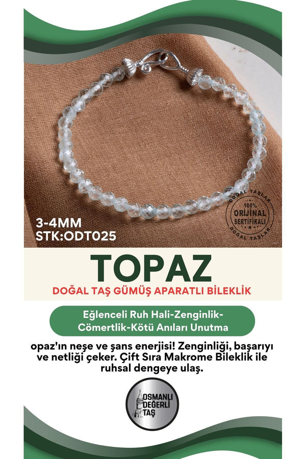 Sertifikalı Topaz Doğal Taş Bileklik ODT025