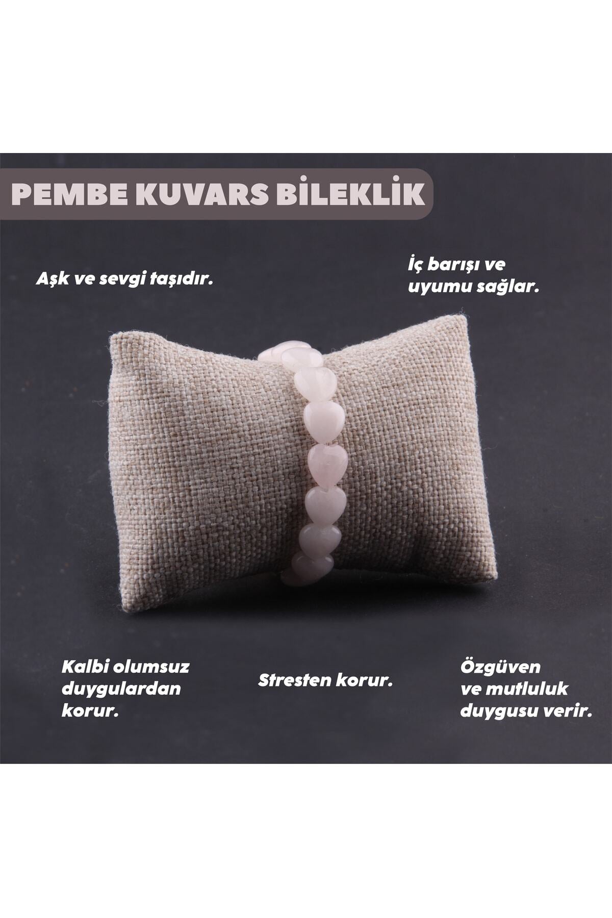 Sertifikalı Pembe Kuvars Doğal Taş Bileklik - B764