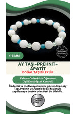 Zayıflama Açlık Bastırma Bilekliği - Ay Taşı - Prehnit - Apatit 4mm-8mm  Orijinal Doğal Taş Bileklik