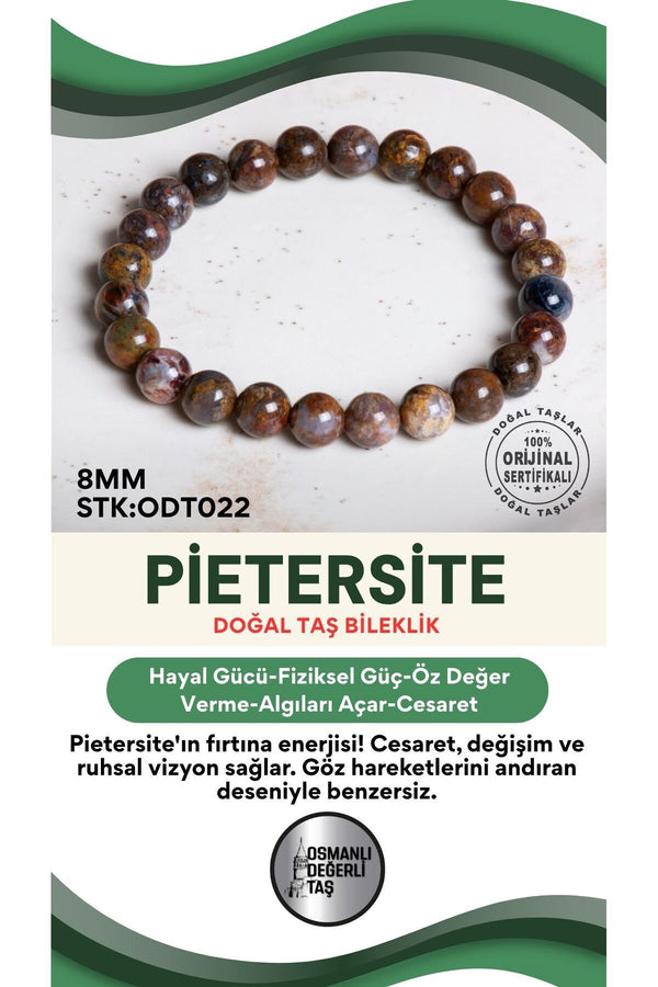 Sertifikalı Pietersite Doğal Taş Bileklik ODT022