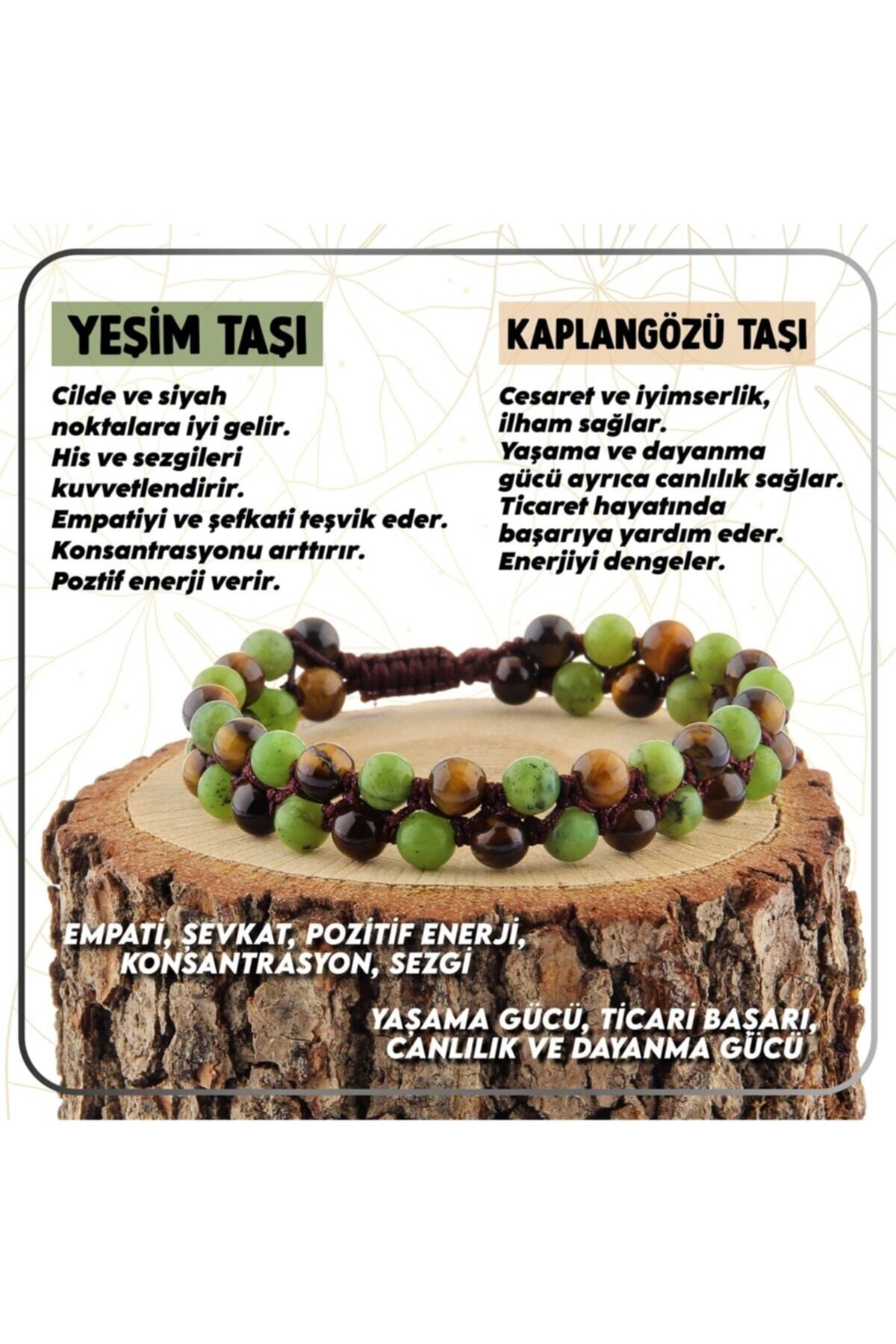Sertifikalı Yeşim - Kaplan Gözü Doğal Taşı Bileklik - 6 Mm