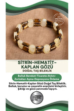 Sertifikalı sitrin - hematit - kaplan gözü doğal taş bileklik