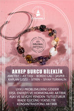 Akrep Burcu Doğal Taş Natürel Makrome Bileklik