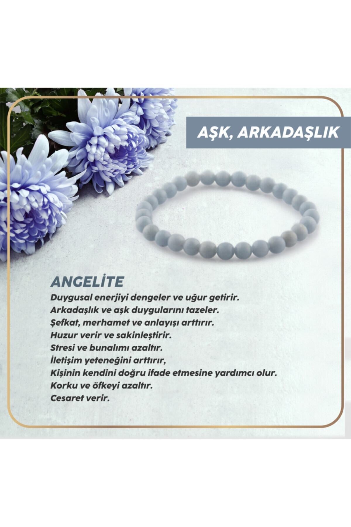 Sertifikalı Angelite Bileklik 6 Mm