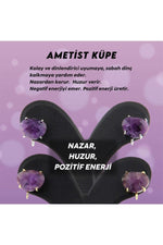 Sertifikalı Ametist Doğal Taş Küpe - 10x12mm Oval Mor
