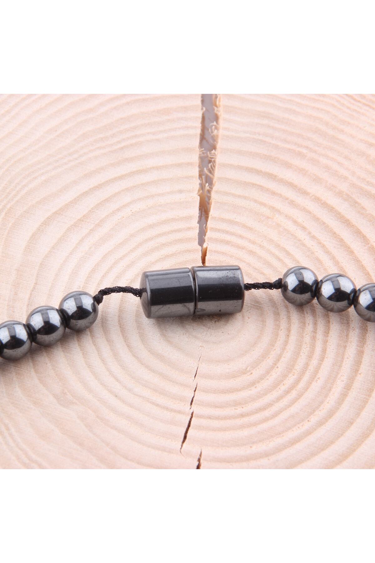 Sertifikalı Hematit Doğal Taş Düğümsüz Kolye 6 Mm - M396