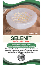 Sertifikalı Selenit Altın İşlemeli Doğal Taş Tabak P056
