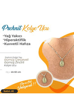 Sertifikalı Prehnit Doğaltaş Kolye Ucu, Gümüş Zincirle Birlikte 2x1,5 Cm, M476