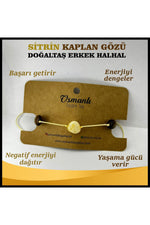 Sertifikalı Sitrin, Kaplan Gözü Doğaltaş Erkek Halhal Ts033