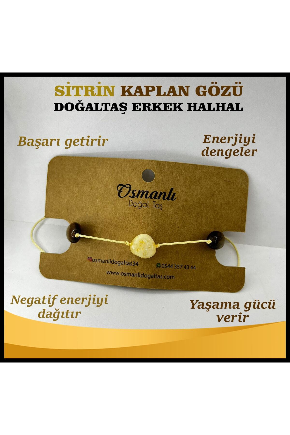 Sertifikalı Sitrin, Kaplan Gözü Doğaltaş Erkek Halhal Ts033