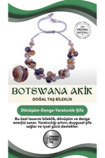 Botswana Akik Doğal Taş Merdiven Kapama Bileklik Özel Tasarım