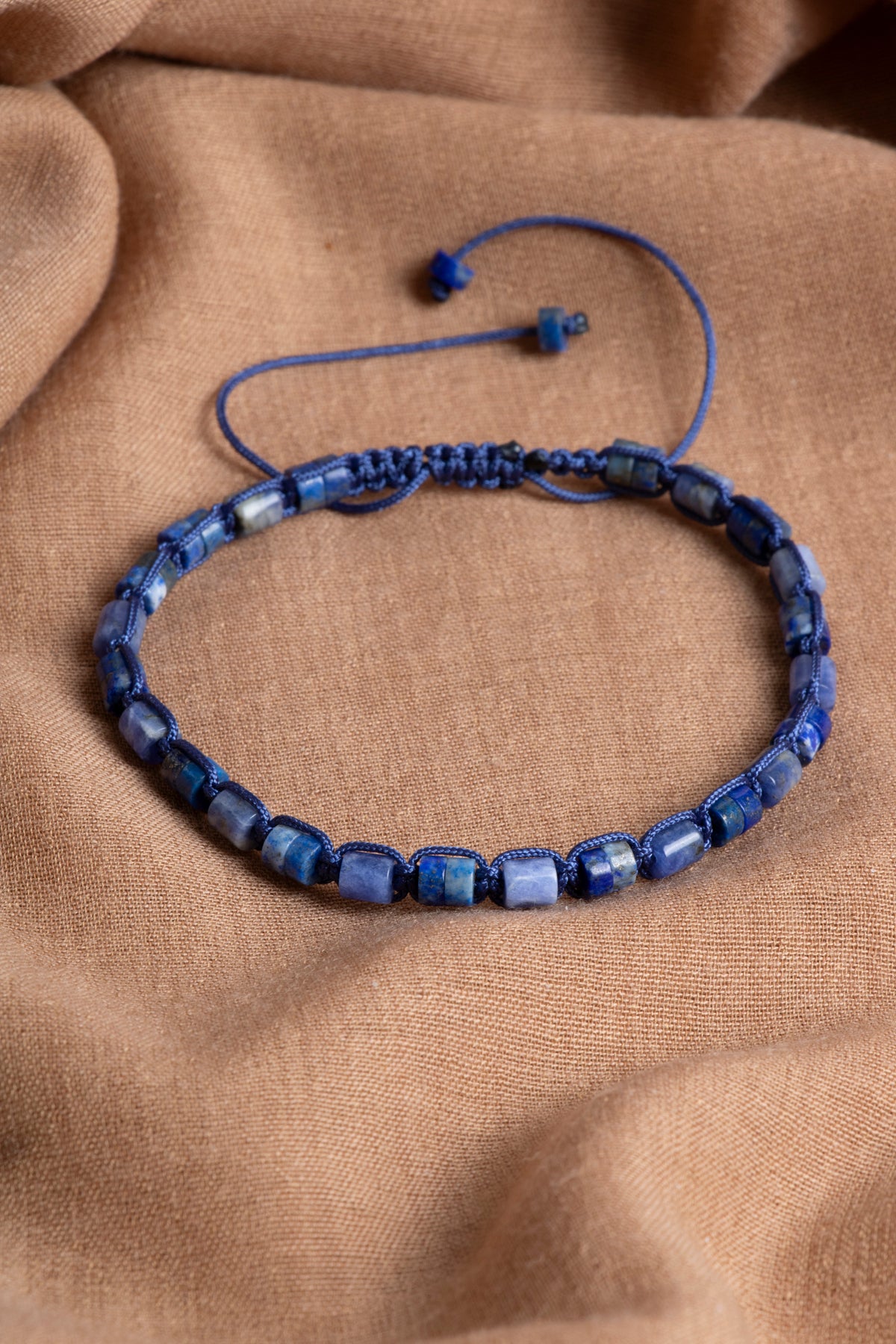 SERTİFİKALI Lapis Lazuli-Sodalit Doğal Taş Makrome Bileklik ODT224
