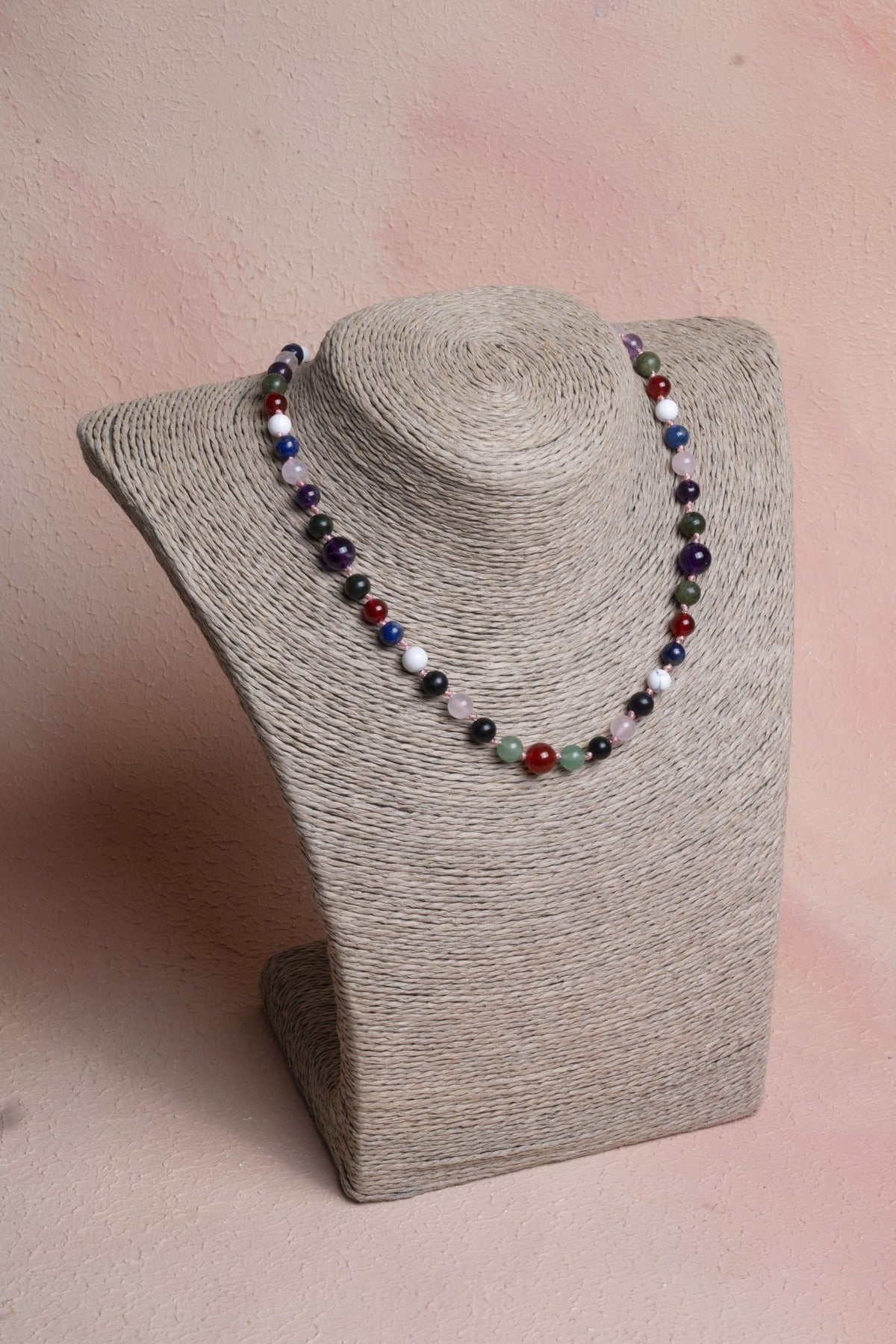 Sertifikalı Aventurin-pembe Kuvars-obsidyen-lapis-havlit-yeşim-ametist Kız Öğrenci Kolye