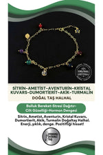 Sitrin Ametist Aventurin Kristal Kuvars Dumortierit Akik Turmalin Doğaltaş Halhal