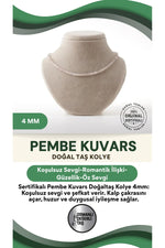 Sertifikalı Pembe Kuvars Doğaltaş Kolye 4mm, M491