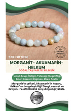 Sertifikalı Morganit-Akuamarin-Helkum Doğal Taş Fasetli Bileklik ODT058
