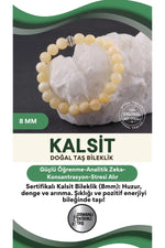 Sertifikalı Kalsit Doğal Taş Bileklik 8 Mm B881