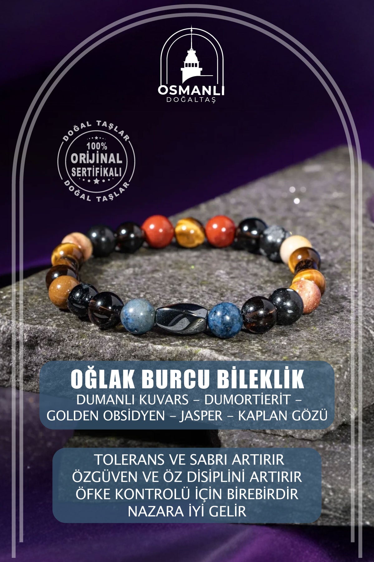 Oğlak Burcu Doğal Taş 8mm Hematit Bileklik