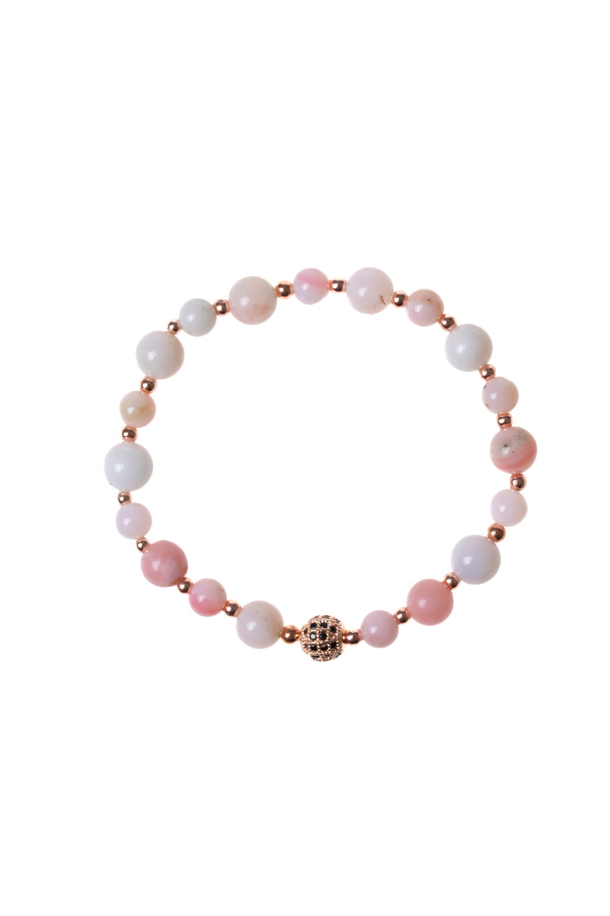 SERTİFİKALI Pembe Opal-Hematit Doğal Taş Bileklik 6-8 mm