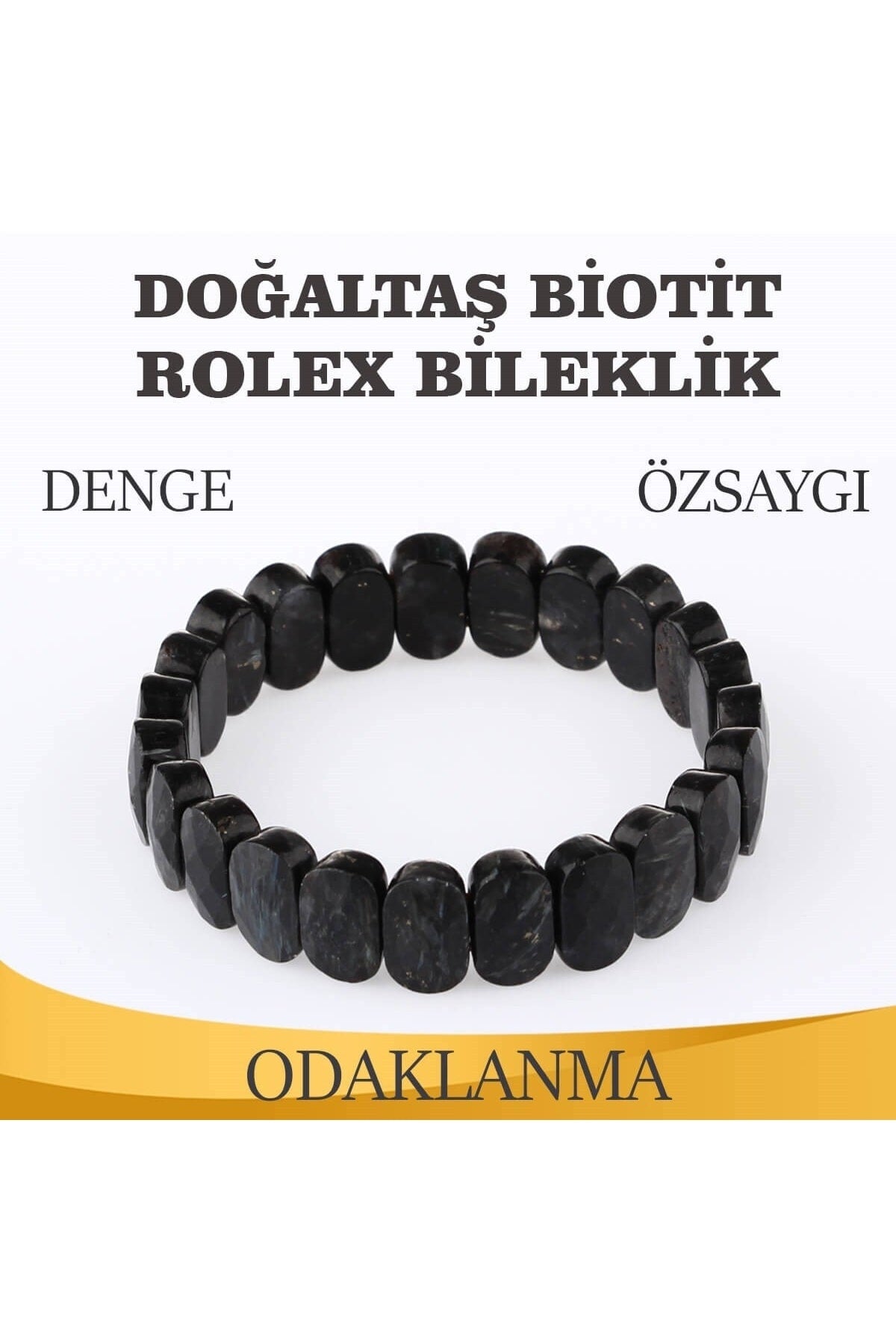Sertifikalı Biotit Doğaltaş Roleks Bileklik 15 Mm, B896