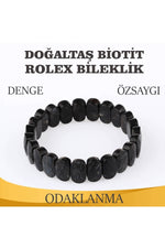 Sertifikalı Biotit Doğaltaş Roleks Bileklik 15 Mm, B896