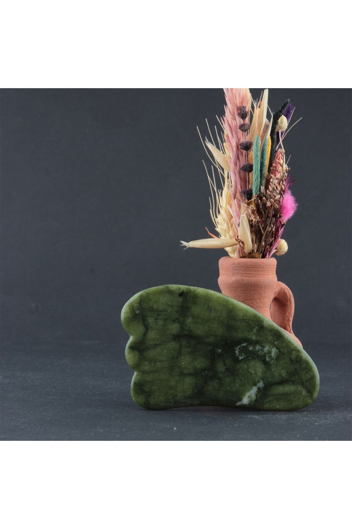 Sertifikalı Yeşim Doğal Taşı Gua Sha Ve Pembe Kuvars Doğal Taşı Gua Sha Set Ma013