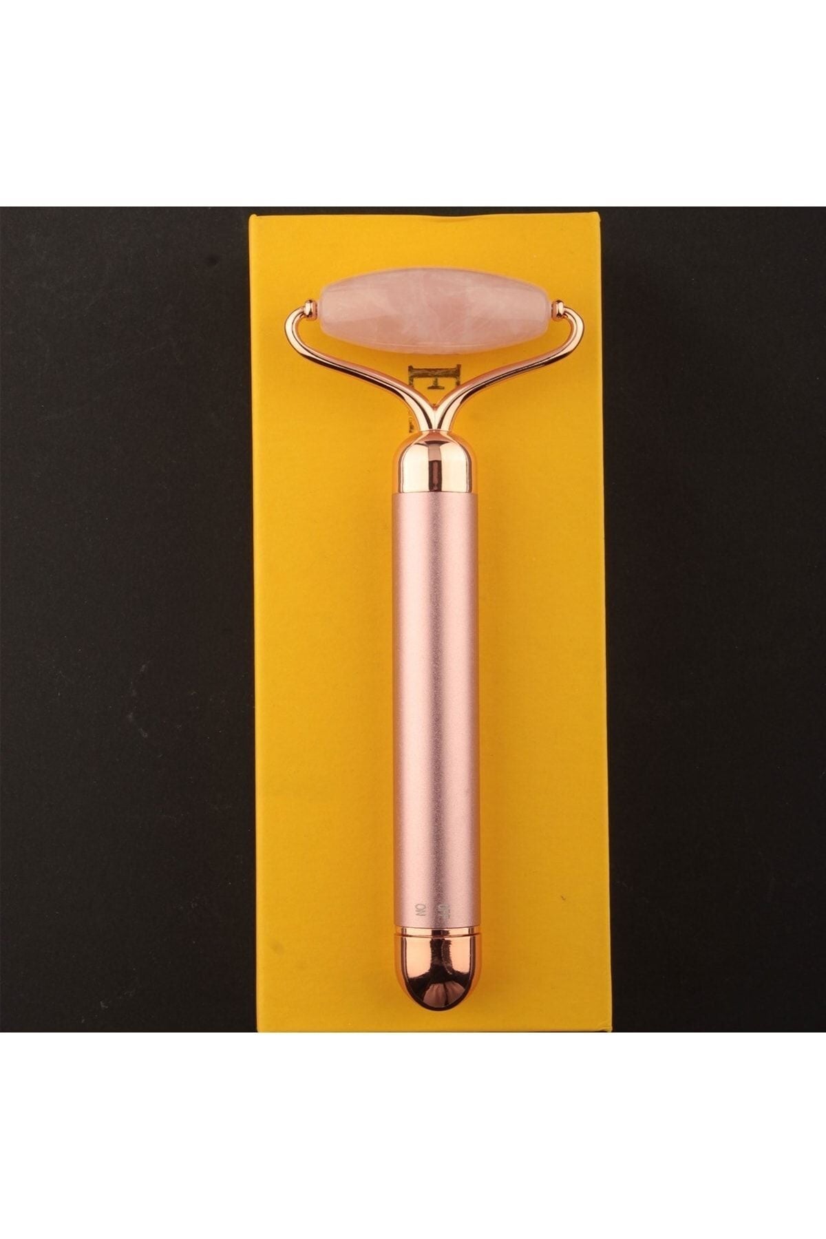 Sertifikalı Pembe Kuvars Doğal Taşı Titreşimli Roller Masaj Aleti 15 X 6 Cm Ma014
