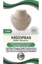Sertifikalı Krizopras Doğal Taş Kolye 4mm