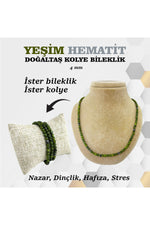 Sertifikalı Yeşim Hematit Doğaltaş Kolye Bileklik 4 Mm, M424