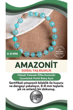 SERTİFİKALI Amazonit Doğal Taş Bileklik 6-8 mm
