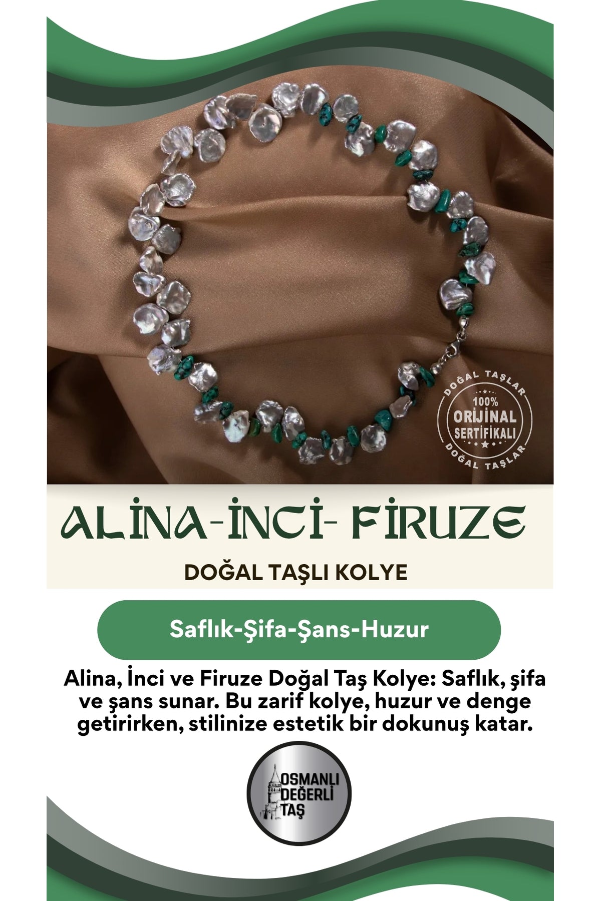 Alina, Inci Firuze Doğal Taş Kolye