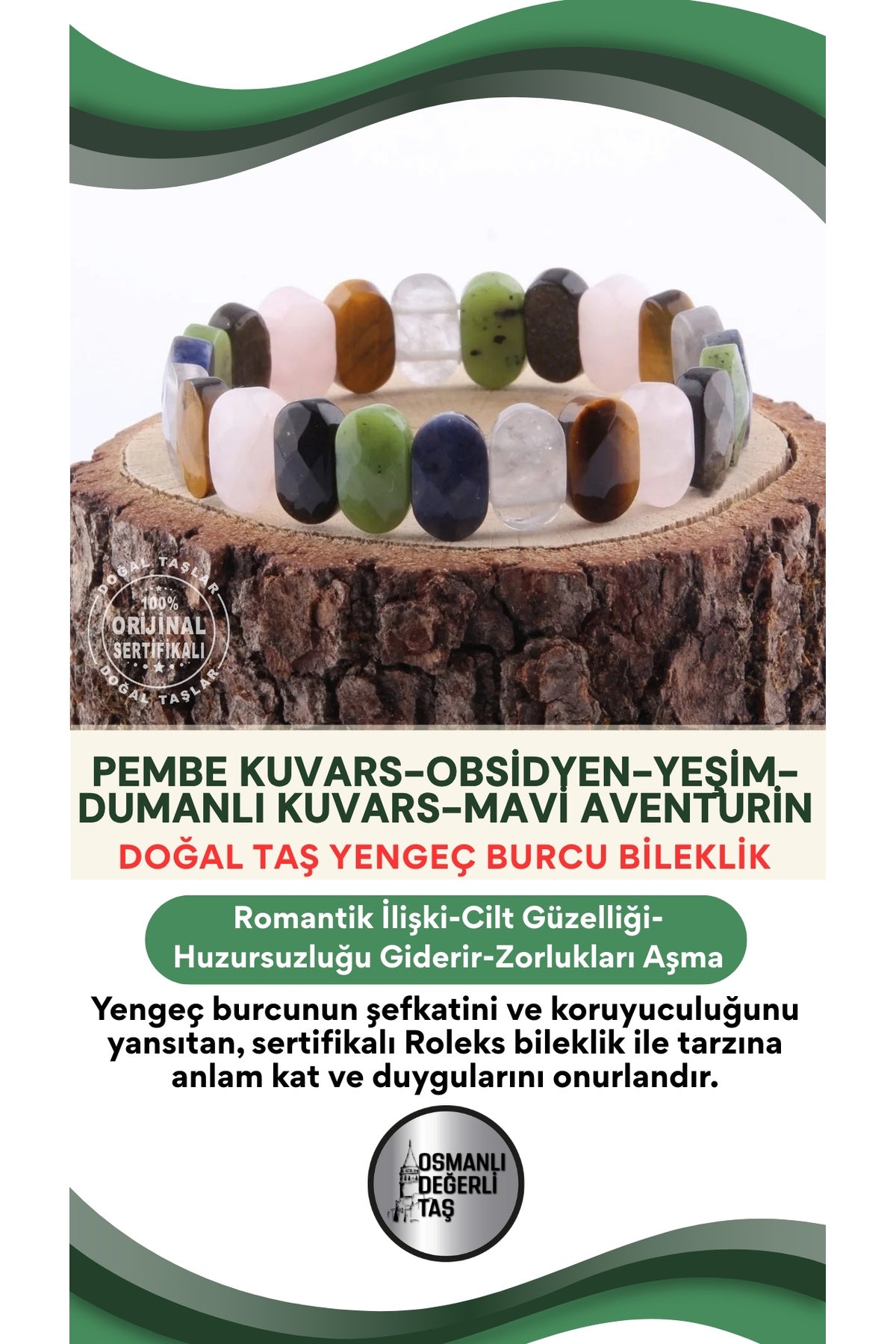 Sertifikalı Yengeç Burcu Roleks Bileklik B069