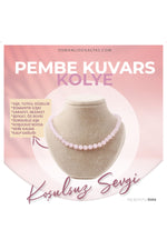 Sertifikalı Pembe Kuvars Doğaltaş Kolye 8 Mm, M536