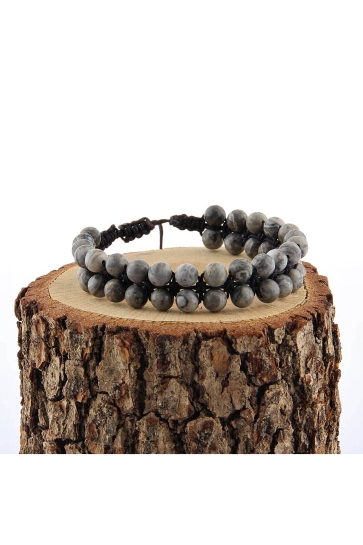 Sertifikalı Gri Jasper Doğal Taşı Bileklik - 6 Mm