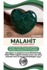 Sertifikalı Malahit Doğal Taş Kalp Obje P042