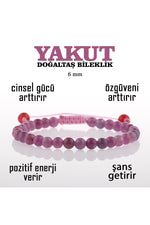 Sertifikalı Yakut Doğaltaş Bileklik 6 Mm B911