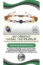 Kız Öğrenci Doğal Taş Bileklik-Lapis-Havlit-Kalsit-Yeşim-Kaplan Gözü-Turuncu Aventurin-Pembe Kuvars