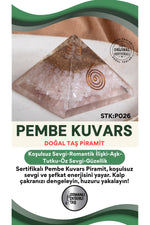 Sertifikalı Pembe Kuvars Doğal Taş Piramit No:3 P026