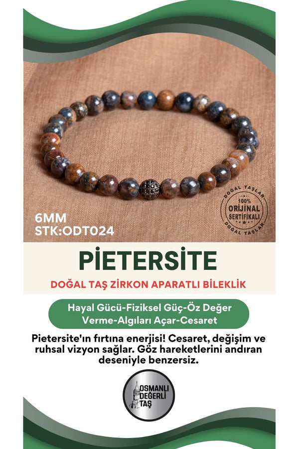 Sertifikalı Pietersite Doğal Taş Bileklik ODT024