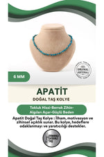 Sertifikalı Apatit Doğaltaş Kolye 6 Mm, M559