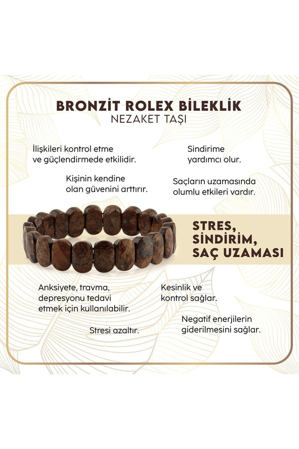 Sertifikalı Bronzit Doğaltaş Bileklik B717