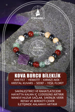 Kova Burcu Doğal Taş 8mm Yonca Bileklik