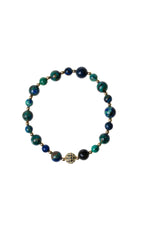 SERTİFİKALI Azurit-Malahite Doğal Taş Bileklik 6-8 mm