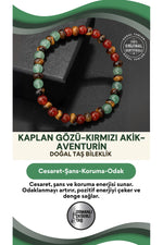 KAPLAN GÖZÜ KIRMIZI AKİK AVENTURİN DOĞAL TAŞLI BİLEKLİK