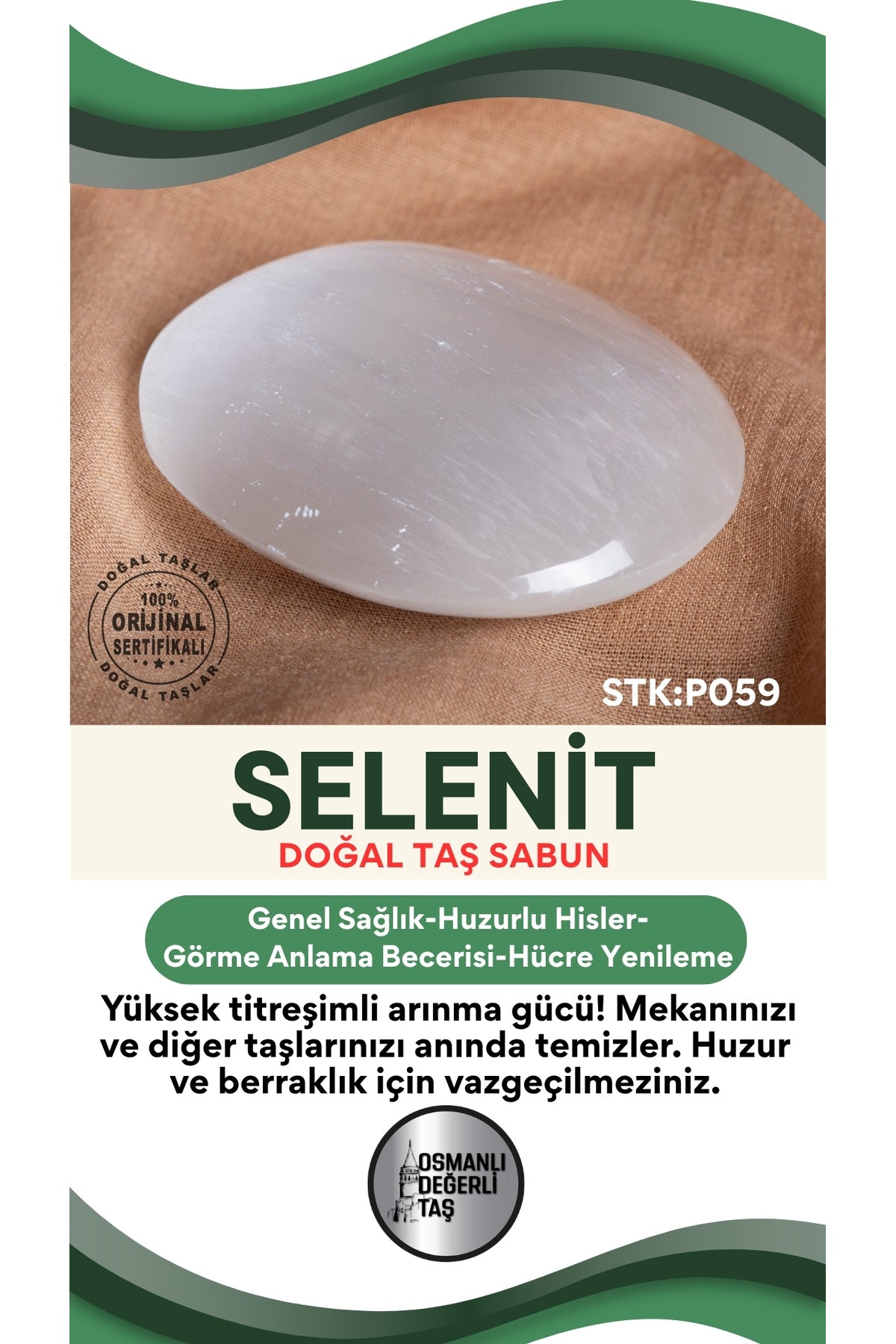 Sertifikalı Selenit Doğal Taş Sabun P059