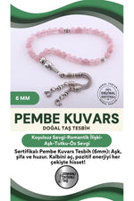 Sertifikalı Pembe Kuvars Doğaltaş Tesbih 6 Mm, T209