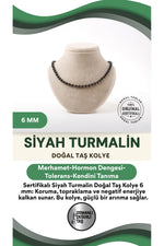 Sertifikalı Siyah Turmalin Doğaltaş Kolye 6 Mm, M593