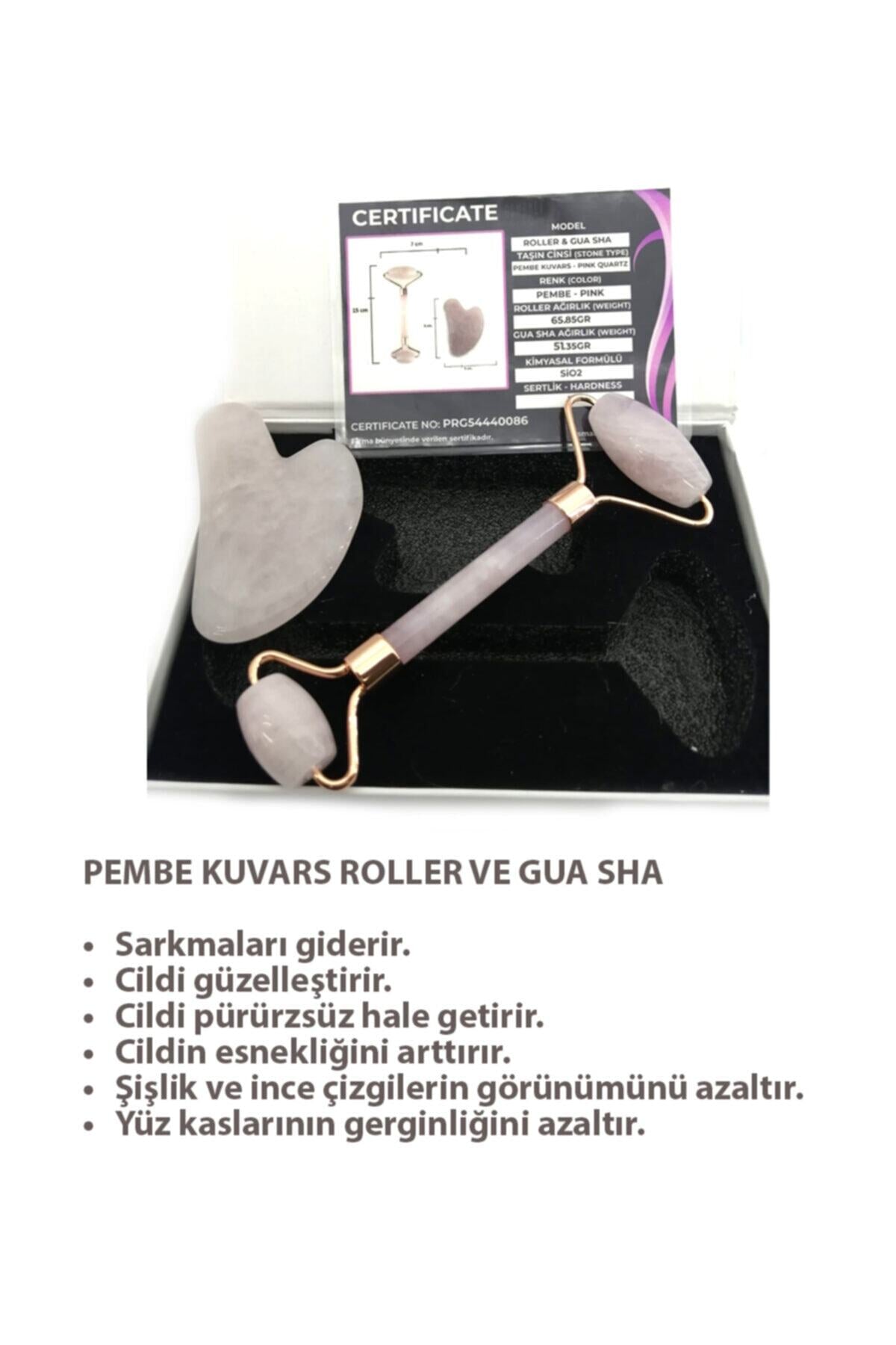 Sertifikalı Pembe Kuvars Taşı Doğal Taş roller ve gusha masaj aleti